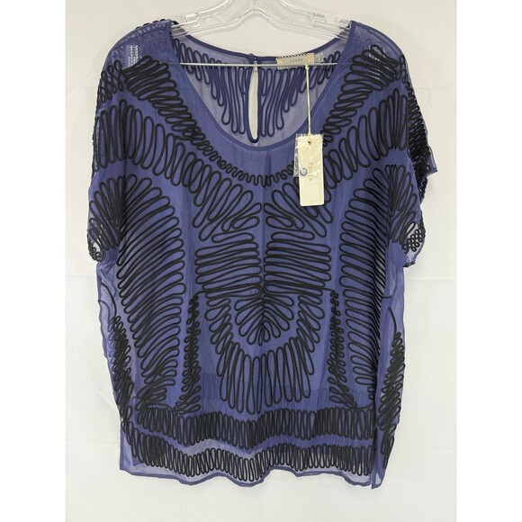 Cluny Women’s Blouse Size 12 NWT MSRP $398 Beautiful Stitching See Through - Picture 1 of 6